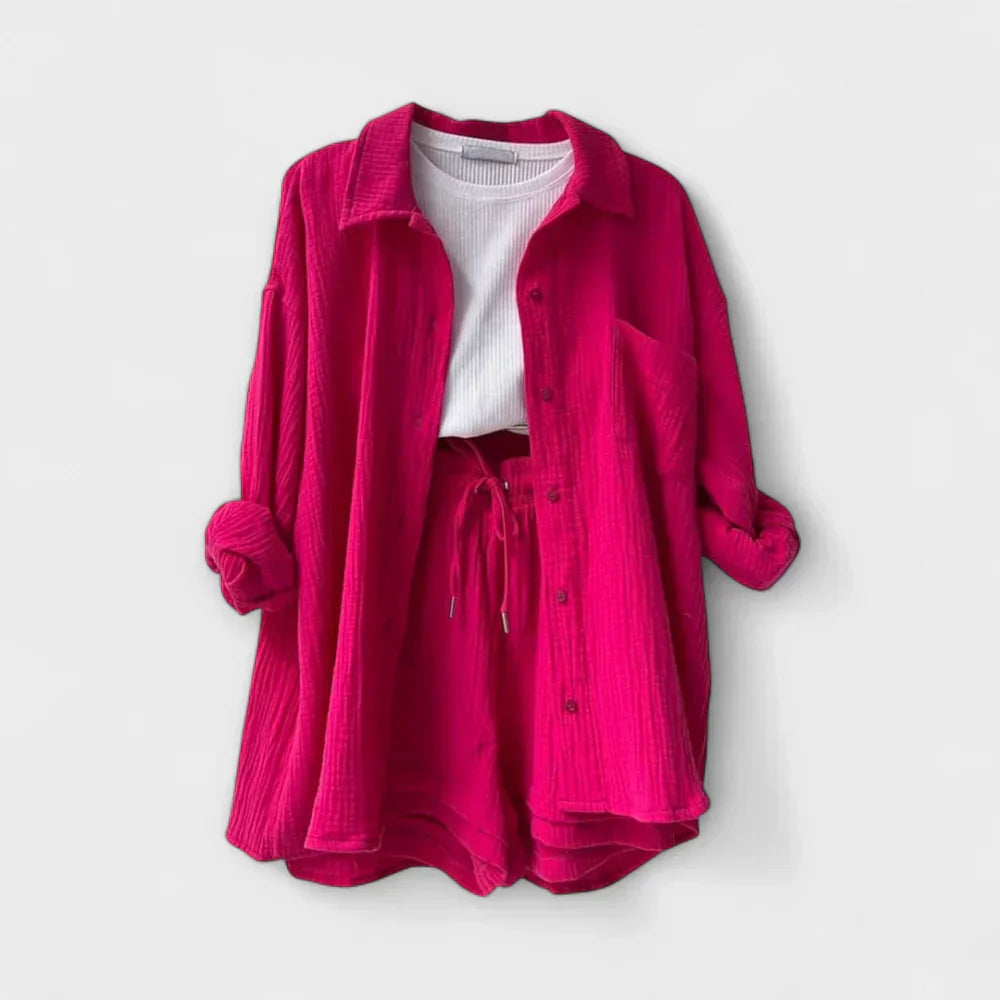 VANESSA 2-PIECE BUTTON UP AND SHORTS SET