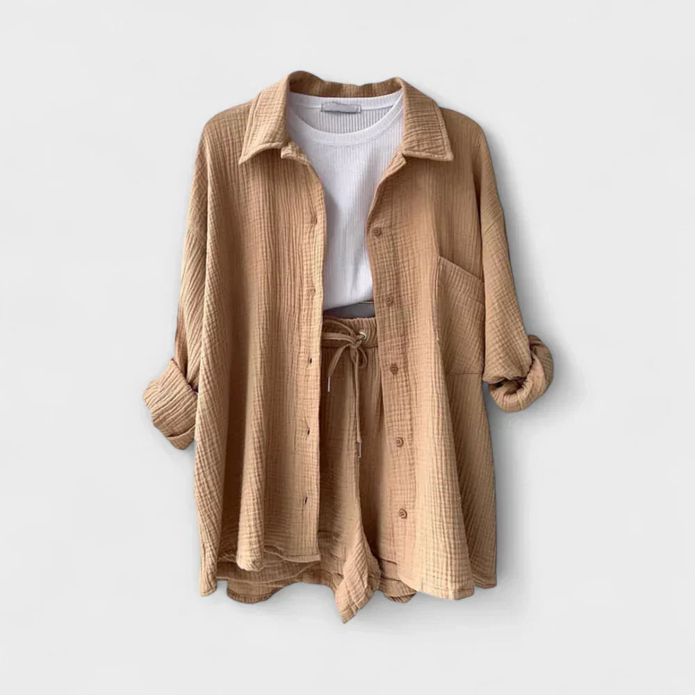 VANESSA 2-PIECE BUTTON UP AND SHORTS SET