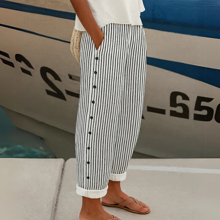 Megan™ Seabreeze Stripe Button Trousers