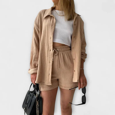 VANESSA 2-PIECE BUTTON UP AND SHORTS SET