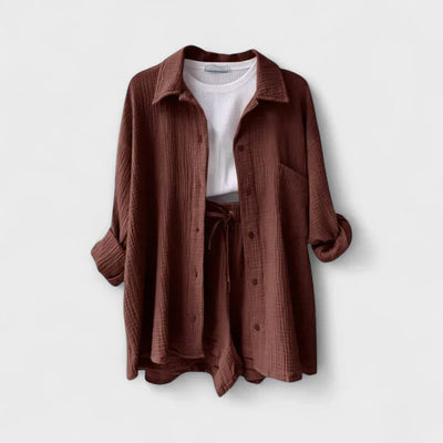 VANESSA 2-PIECE BUTTON UP AND SHORTS SET