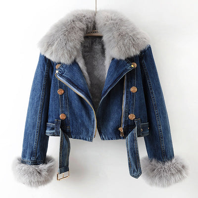 Vicki | Luxe Fox Fur Denim Coat