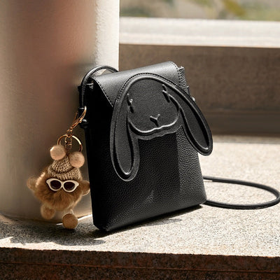 Rabbit Genuine Leather Mini Crossbody Phone Bag