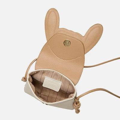 Rabbit Genuine Leather Mini Crossbody Phone Bag