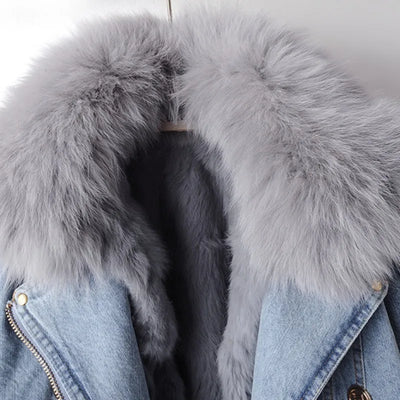 Vicki | Luxe Fox Fur Denim Coat