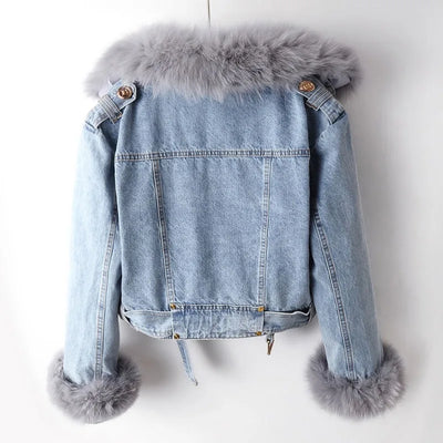Vicki | Luxe Fox Fur Denim Coat