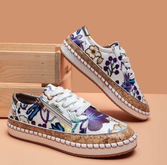 Oluchi™  Floral Orthopedic Zipper Sneakers